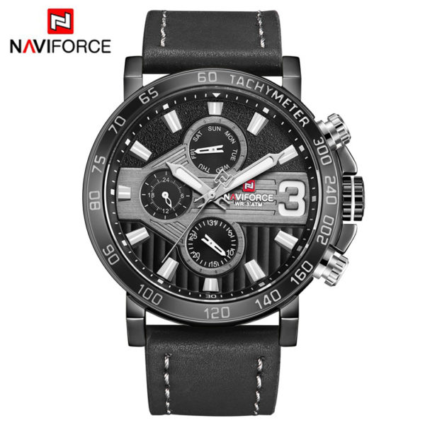 NAVIFORCE NF 9137 BWB muški sportsko elegantni visokokvalitetni sat sa kaišem od prirodne kože