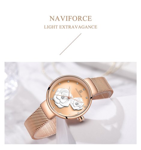 2021 NAVIFORCE NF 5013 RGRGRG analogni ženski vodootporni ručni luksuzni sat od legure cinka