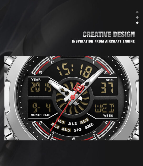 2021 NAVIFORCE NF 9170 SB CRNI analogno-digitalni sat za muškarce sa kalendarom